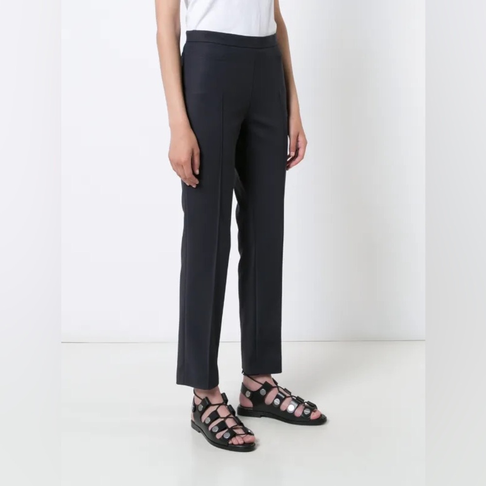 Akris Punto Franca Trousers Size 12 Navy Blue Ankle Pants NWT Techno Cotton